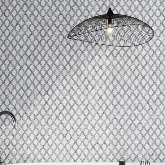 Soft White Charcoal Gray 11x11 Polished Diamond Stone Mosaic Tile (5 pack, 4.2 sq ft/case)