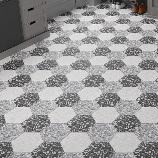 Deep Charcoal Gray 9x11 Matte Hexagon Porcelain Tile (16 pack, 8.07 sq ft/case)