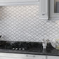 polished bianco carrara marble mosaic tile with soft white gray fan scalloped pattern
