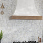 White gray polished 10x10 chevron mosaic tile with Calacatta Gold veining and Thassos marble