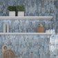 glossy blue 2x10 ceramic picket tiles with elongated hexagon shape wall installation
