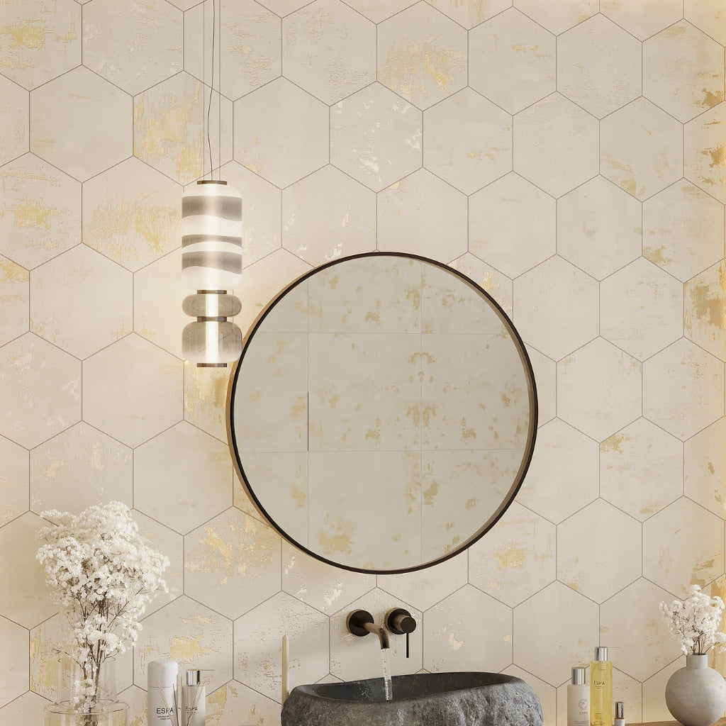 Light Beige 10x11 Natural Hexagon Porcelain Large Format Tile (17 pack, 10.06 sq ft/case)