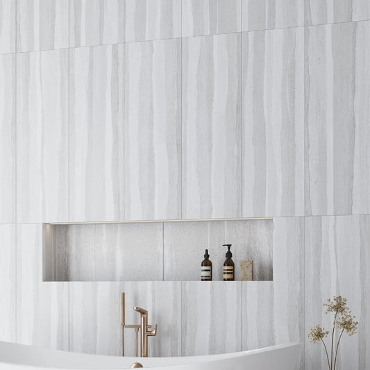 Light Gray 12x36 Matte Stone Look Ceramic Large Tile (4 pack, 11.63 sq ft/case)