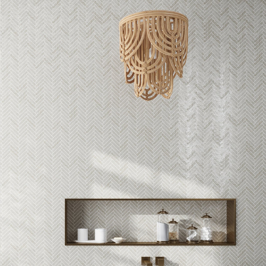 white 11x11 matte porcelain herringbone mosaic tile with fine grout lines and smooth finish
