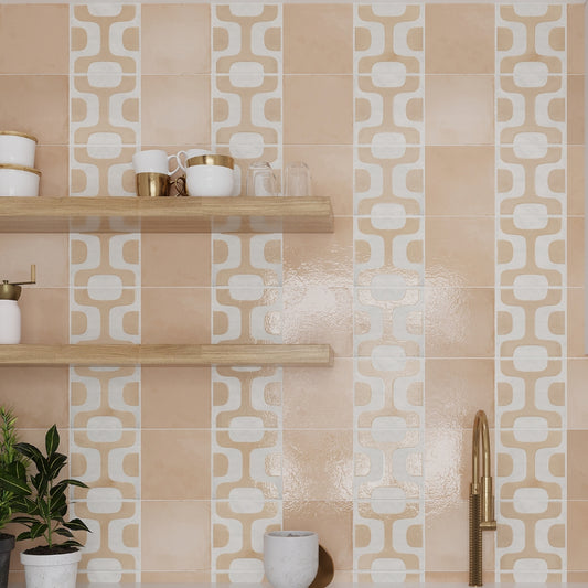 White Faded Terracotta 8x8 Matte, Glossy Square Motif Porcelain Tile (29 pack, 12.49 sq ft/case)