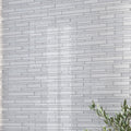 white 12x12 glass mosaic tile with glossy and matte linear stick design for backsplash