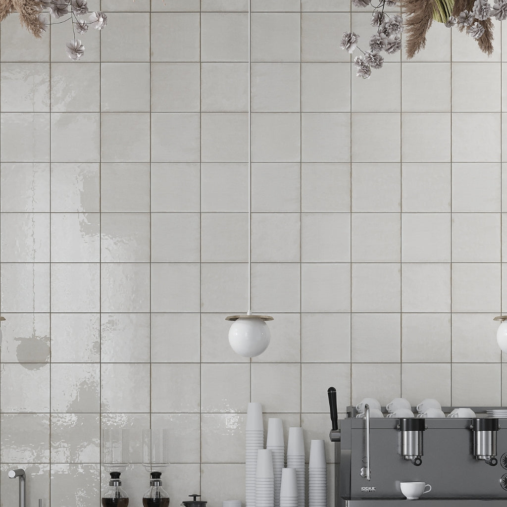 Cloud White 8x8 Glossy Zellige Square Subway Porcelain Tile (29 pack, 12.49 sq ft/case)