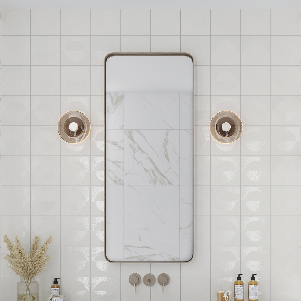 Crisp White 8x8 Matte, Glossy Square Motif Porcelain Tile (29 pack, 12.49 sq ft/case)