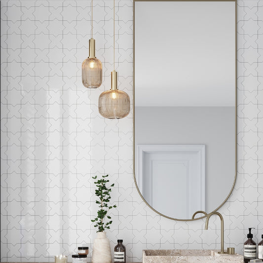 Pearl White 5x5 Glossy Star Ceramic Tile (27 pack, 5.37 sq ft/case)