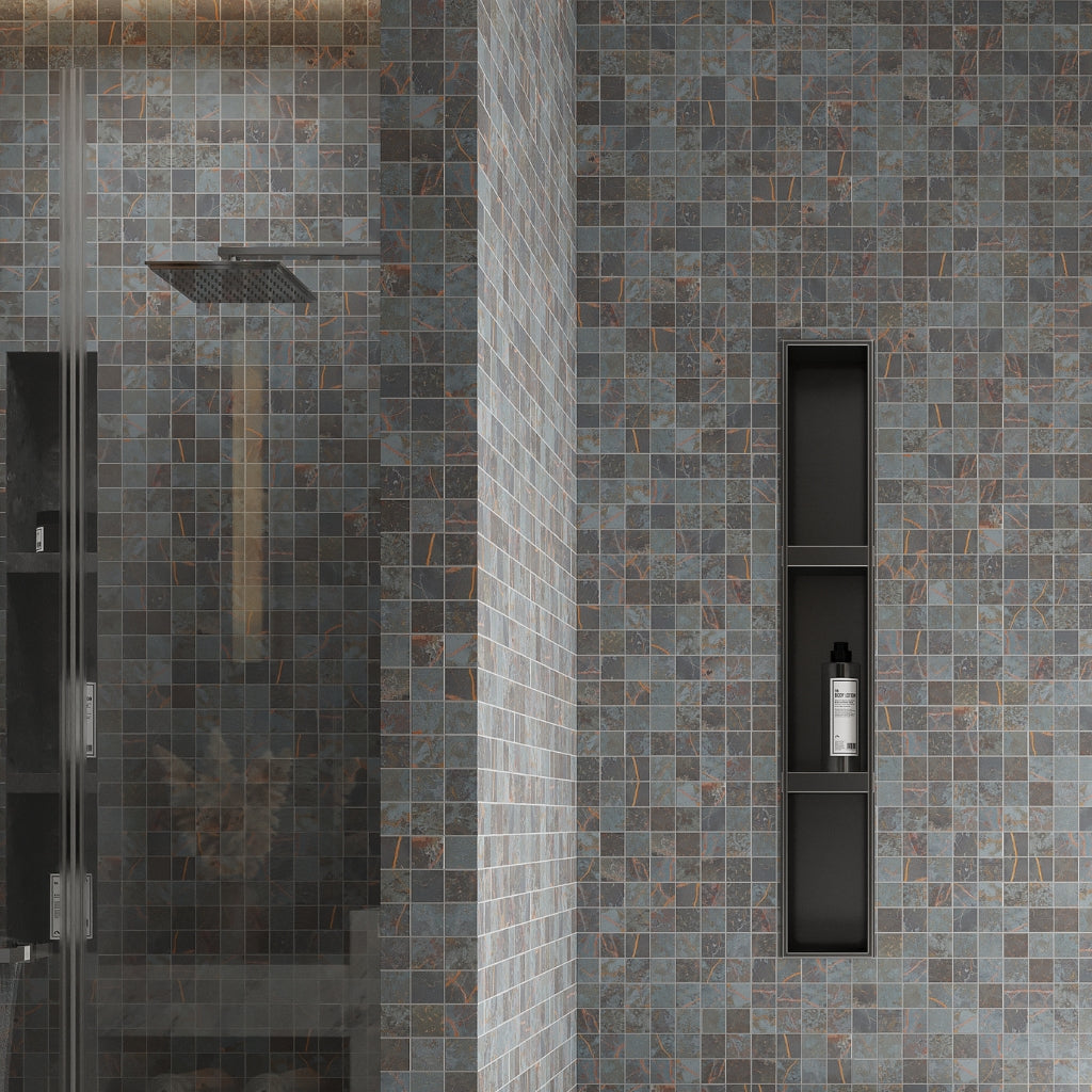 Dark Gray Blue Orange Vein 12x12 Matte Square Porcelain Mosaic Tile (11 pack, 10.76 sq ft/case)