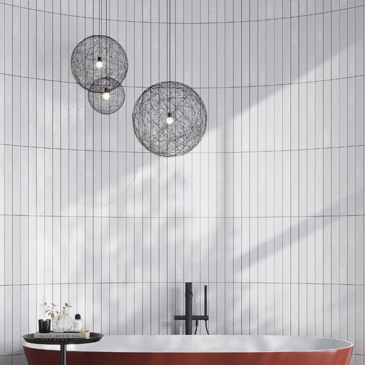 Soft White 2x16 Glossy Zellige Subway Ceramic Tile (50 pack, 10.76 sq ft/case)