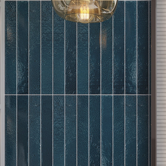 Teal Green 2x16 Glossy Zellige Subway Ceramic Tile (50 pack, 10.76 sq ft/case)