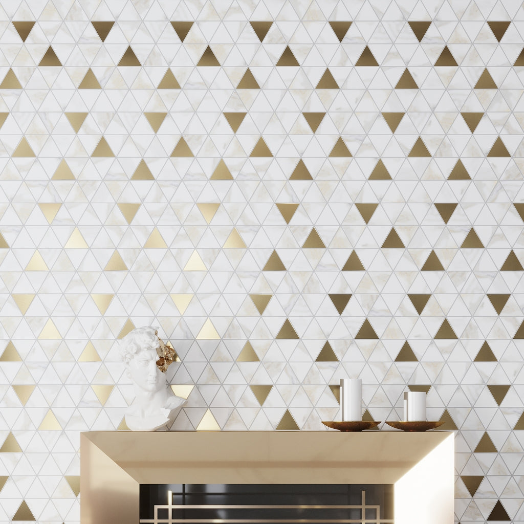 White Gold 10x11 Matte Triangle Porcelain Mosaic Tile (11 pack, 8.58 sq ft/case)