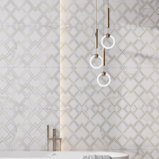 White Gold 24x48 Polished Diamond Porcelain Large Format Tile (1 pack, 7.75 sq ft/case)