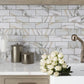 Chiffon white 12x12 matte marble-look brick recycled glass mosaic tile backsplash