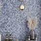 gray blue 12x12 glossy foiled square glass resin stone mosaic tile with varied blue hues and textured finish
