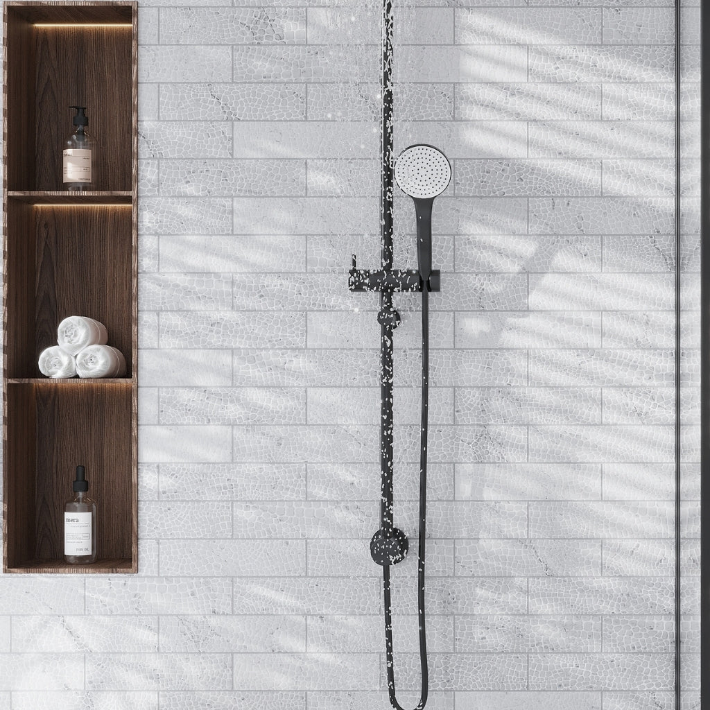 White 3x12 Textured Bianco Carrara Etched Reptille Elongated Subway Tile (5 sq ft/case, 20-Pack)