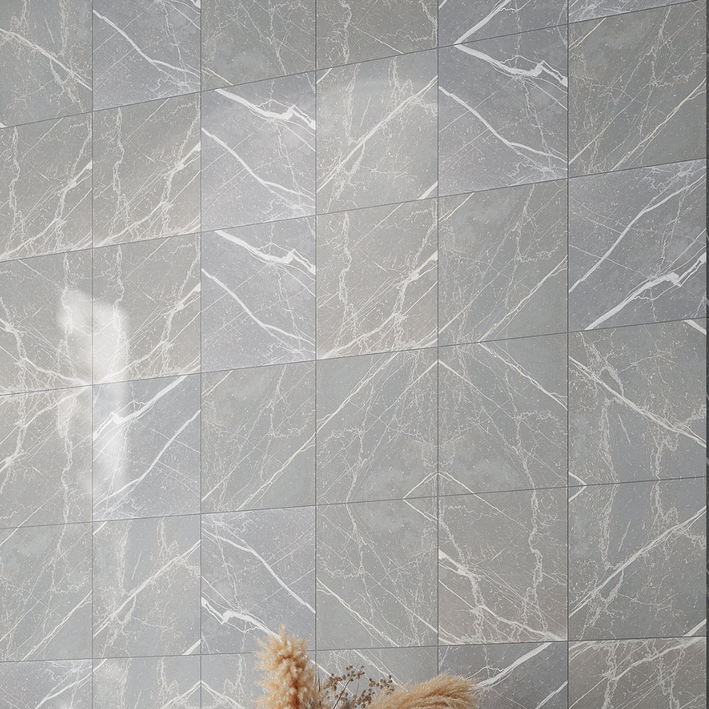Ash Gray 12x12 Matte Marble-look Vein Porcelain Tile (14 pack, 13.56 sq ft/case)