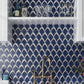 Blue, Gray 10x12 Glossy Glass Arabesque, Fan Mosaic Tile (4.25 sq ft/case, 5-Pack)