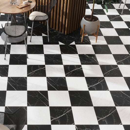 Nero Black 12x12 Matte Marble-look Vein Porcelain Tile (14 pack, 13.56 sq ft/case)
