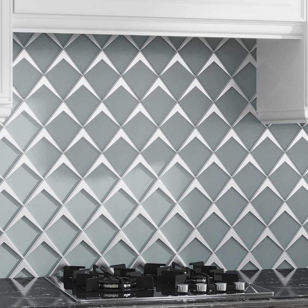 Green Metallic Silver 12x9 Matte Diamond Glass Mosaic Tile (5 pack, 3.91 sq ft/case)