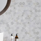 White 12x12 Polished Etched Hexagon Bianco Carrara Marble Mosaic Tile (5 pack, 4.92 sq ft/case)