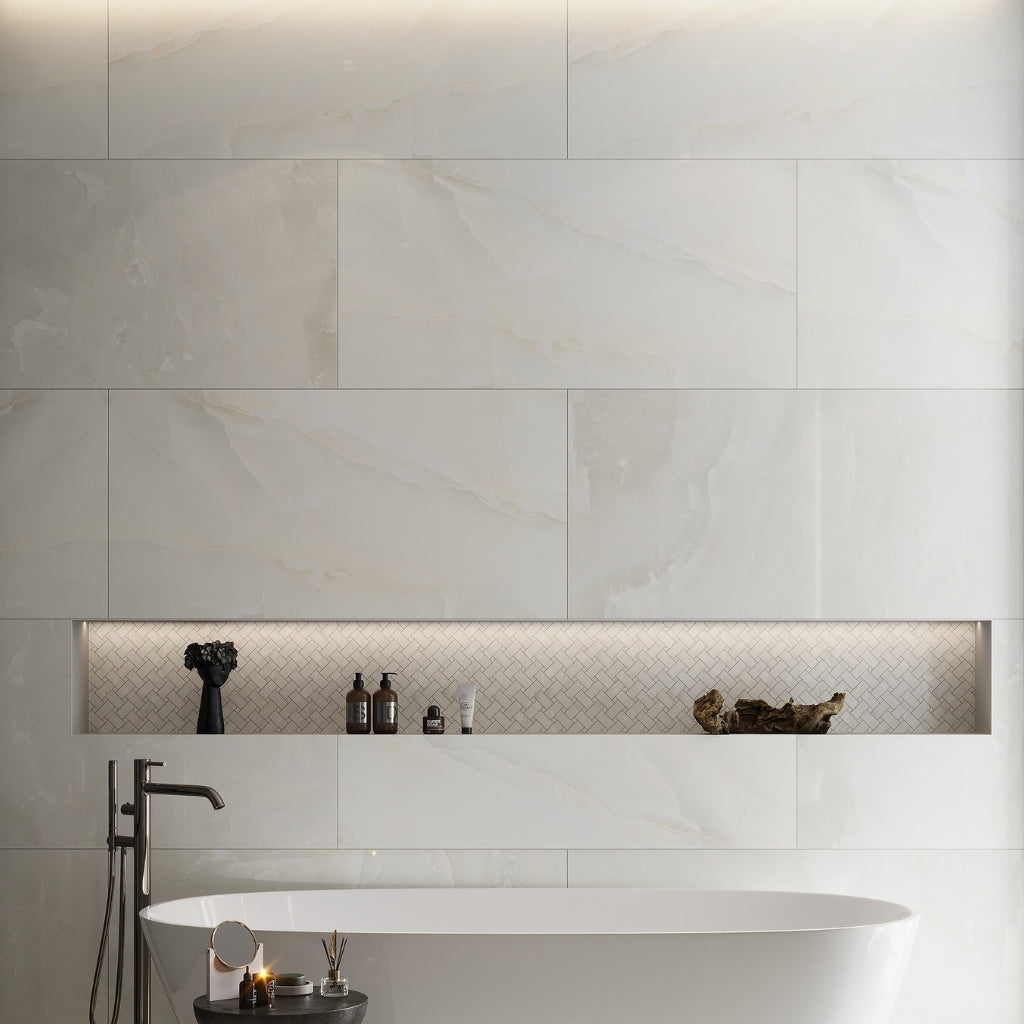 Alabaster White 24x48 Lappato Porcelain Large Format Tile (2 pack, 15.5 sq ft/case)