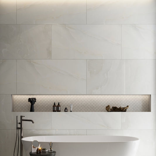Alabaster White 24x48 Lappato Porcelain Large Format Tile (2 pack, 15.5 sq ft/case)
