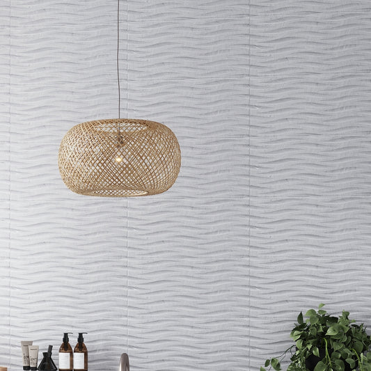 Light gray 12x24 matte porcelain field tile with 3D wave texture for walls
