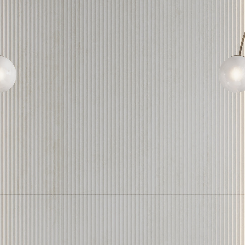 White Beige 24x48 Matte Fluted grooved Porcelain Large Tile (2 pack, 15.55 sq ft/case)