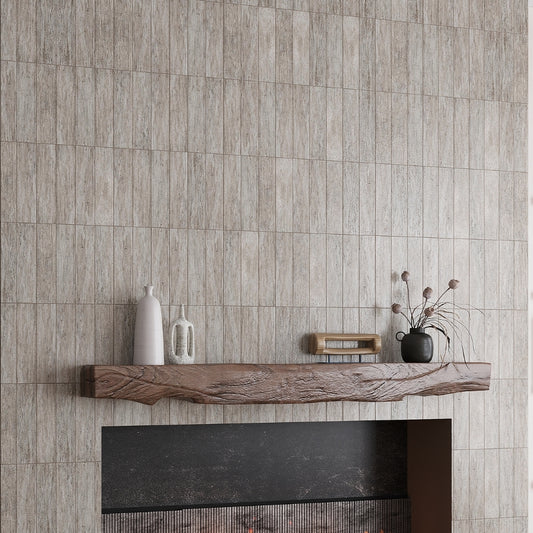 Wooden Grey 3x12 Textured Etched Linear Wave Elongated Subway Tile (5 sq ft/case, 20-Pack)