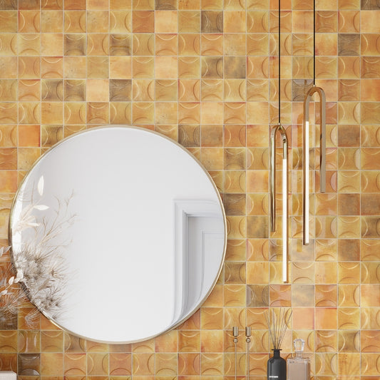 Honey Orange 4x4 Glossy Ceramic Square Deco Tile (50 pack, 5.39 sq ft/case)