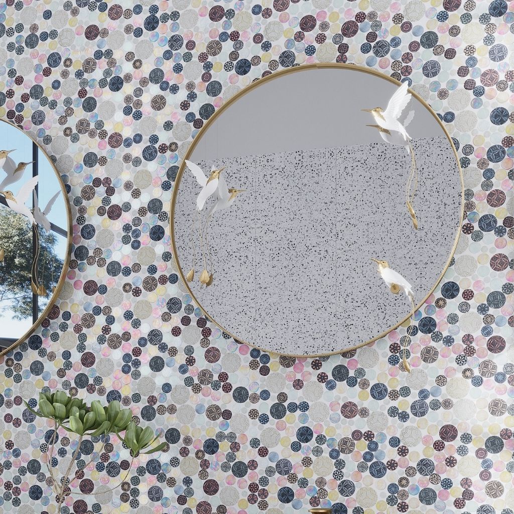 Multicolor 12x12 Glossy Textured Bubble Glass Resin Mosaic Tile (5 pack, 5 sq ft/case)