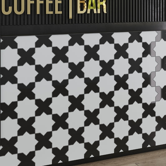 Black 5x5 Glossy Cross Ceramic Tile (27 pack, 5.37 sq ft/case)