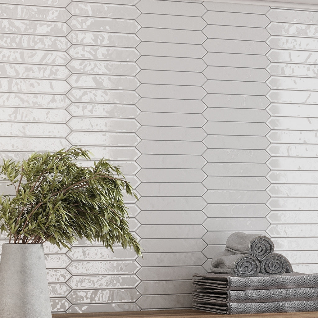 Cotton White 2x10 Glossy Picket Ceramic Tile (23 pack, 2.37 sq ft/case)