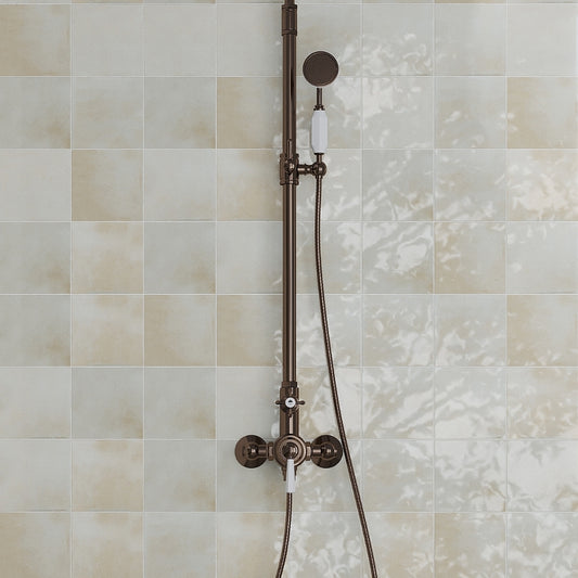 Creamy off-white 6x6 Glossy Zellige Square Porcelain Tile (22 pack, 5.38 sq ft/case)