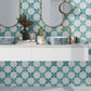 pistachio green 5x5 matte cross ceramic wall tile in kitchen backsplash setting