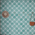 pistachio green 5x5 matte ceramic star tiles with interlocking pattern for walls and floors