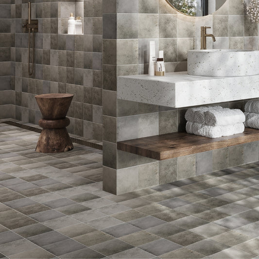 Cool Gray 6x6 Matte Zellige Square Porcelain Tile (22 pack, 5.38 sq ft/case)