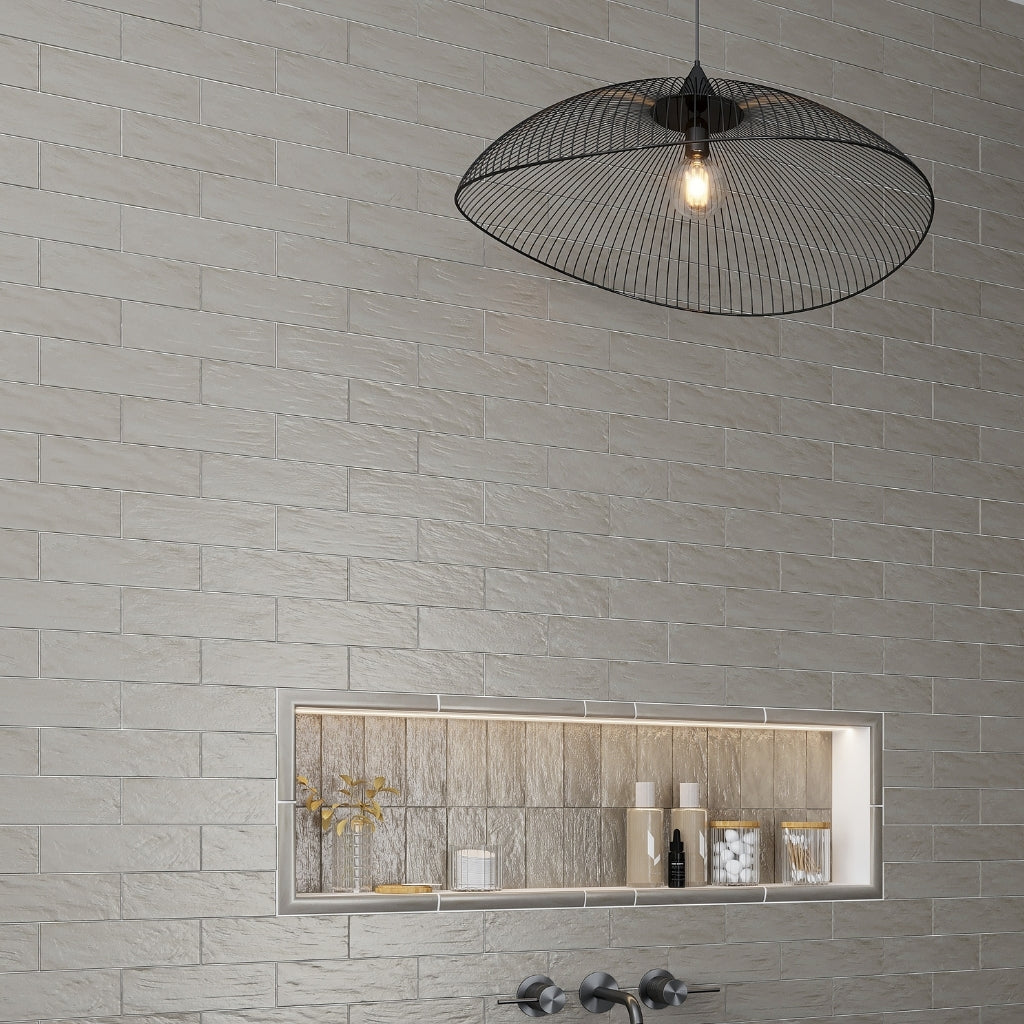 Cloud Gray 2.5x8 Glossy Matte Subway Ceramic Tile (38 pack, 5.38 sq ft/case)