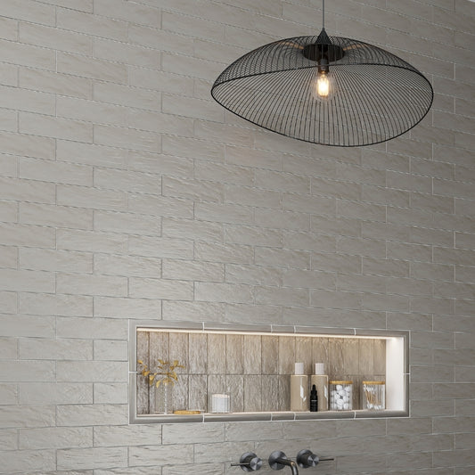 Cloud Gray 2.5x8 Glossy Matte Subway Ceramic Tile (38 pack, 5.38 sq ft/case)