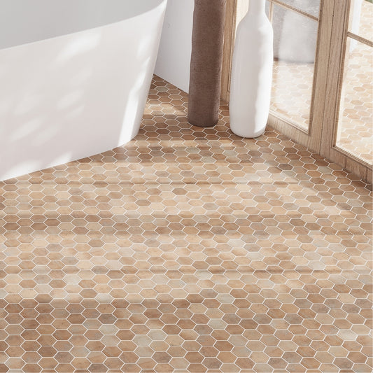 Taupe 12x12 Matte Recycled Glass Hexagon Mosaic Tile (5.28 sq ft/case, 6-Pack)