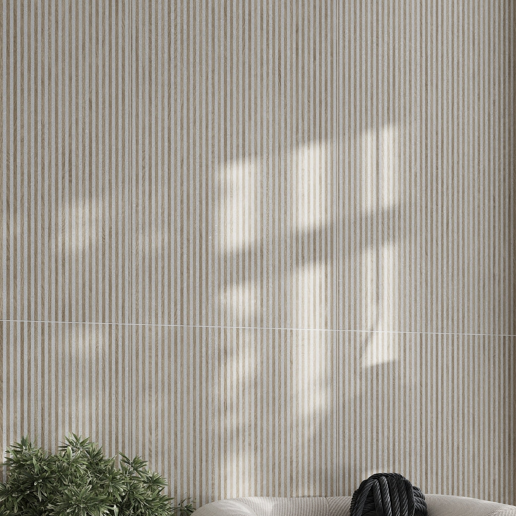 Gray Wood 24x48 Matte Fluted Ceramic Large Tile (2 pack, 15.5 sq ft/case)