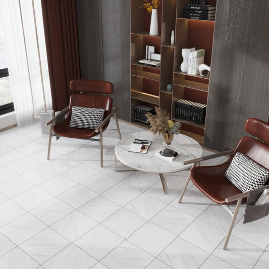 White 12x12 Matte Marble-look Vein Porcelain Tile (14 pack, 13.56 sq ft/case)