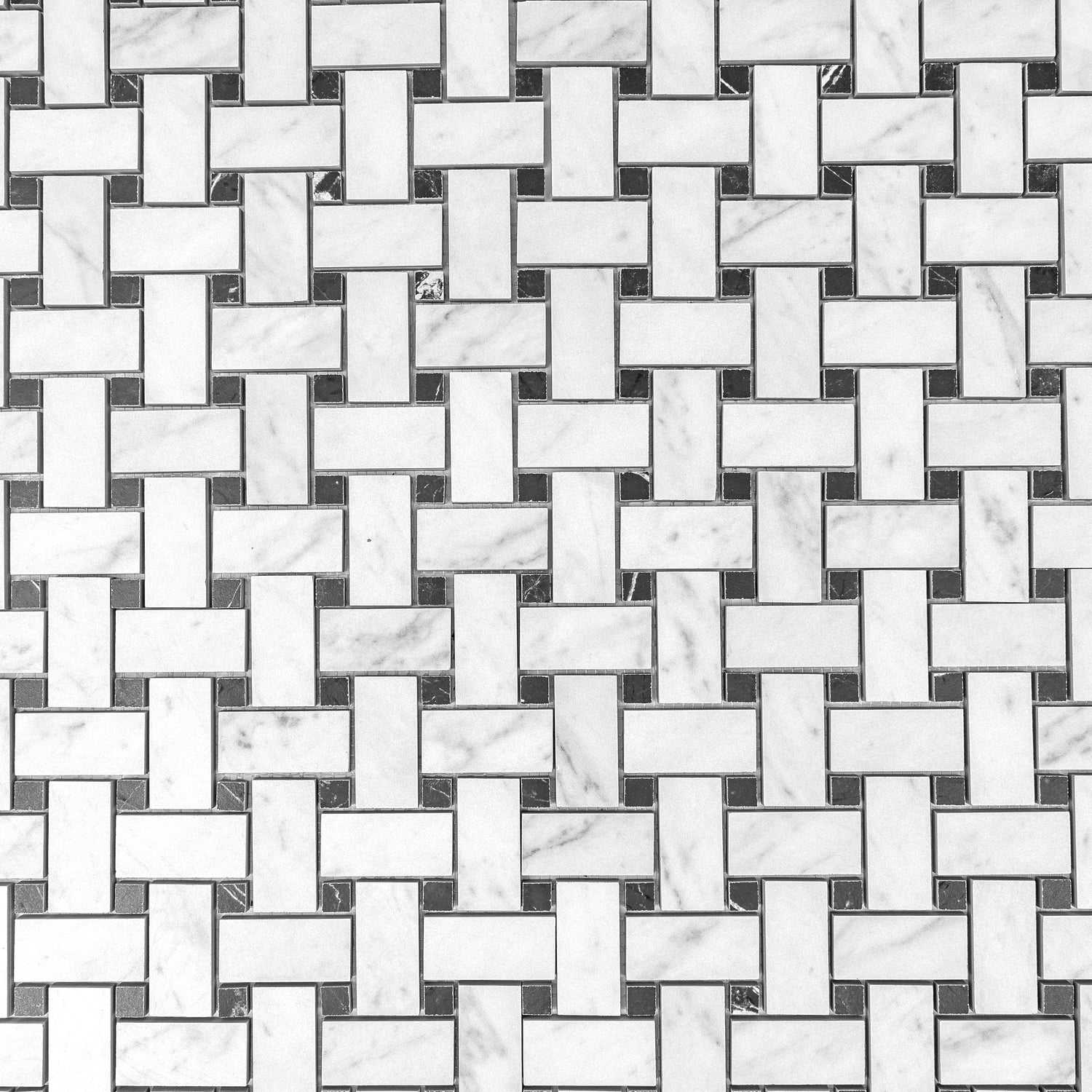 White, Black 12x12 Matte Gres Porcelain Basketweave Mosaic Tile (5.82 sq ft/case, 6-Pack)