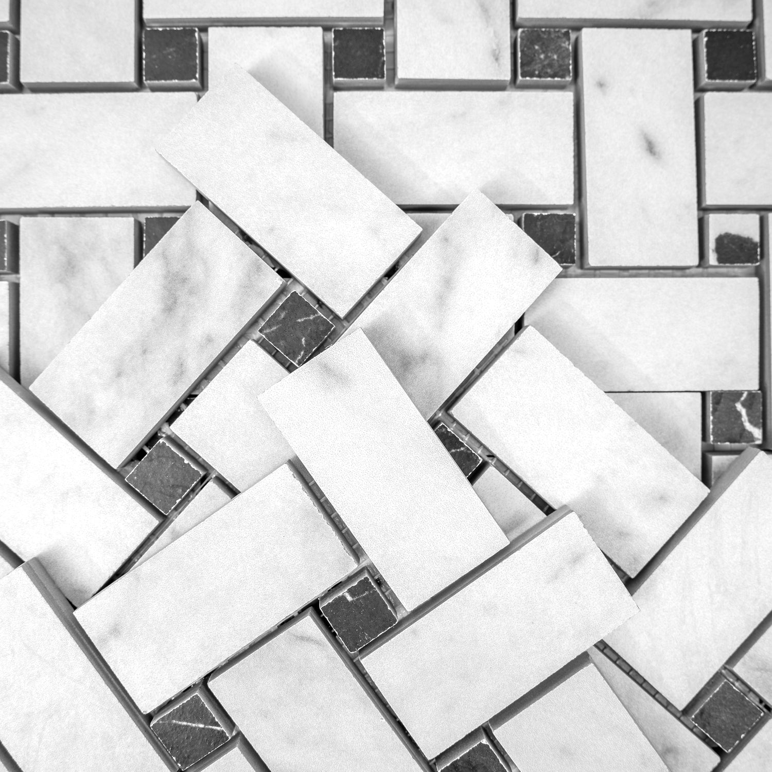 White, Black 12x12 Matte Gres Porcelain Basketweave Mosaic Tile (5.82 sq ft/case, 6-Pack)