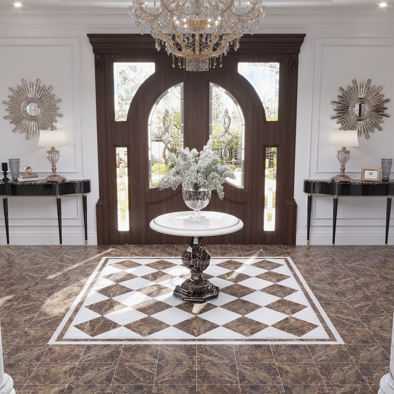 Bruno Brown 12x12 Matte Marble-look Vein Porcelain Tile (14 pack, 13.56 sq ft/case)