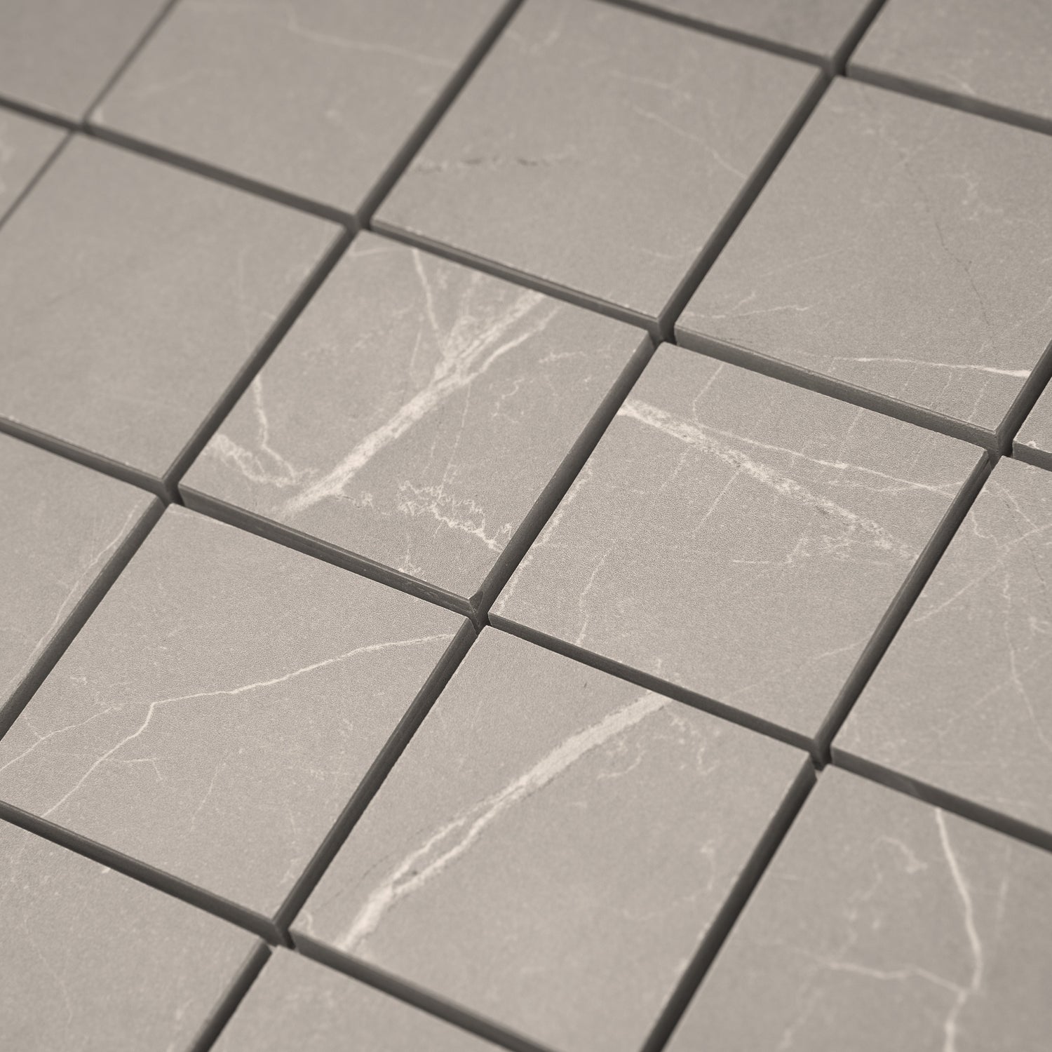 Sample - Ash Gray 12x12 Matte Gres Porcelain Square Mosaic Tile (5.82 sq ft/case, 6-Pack)