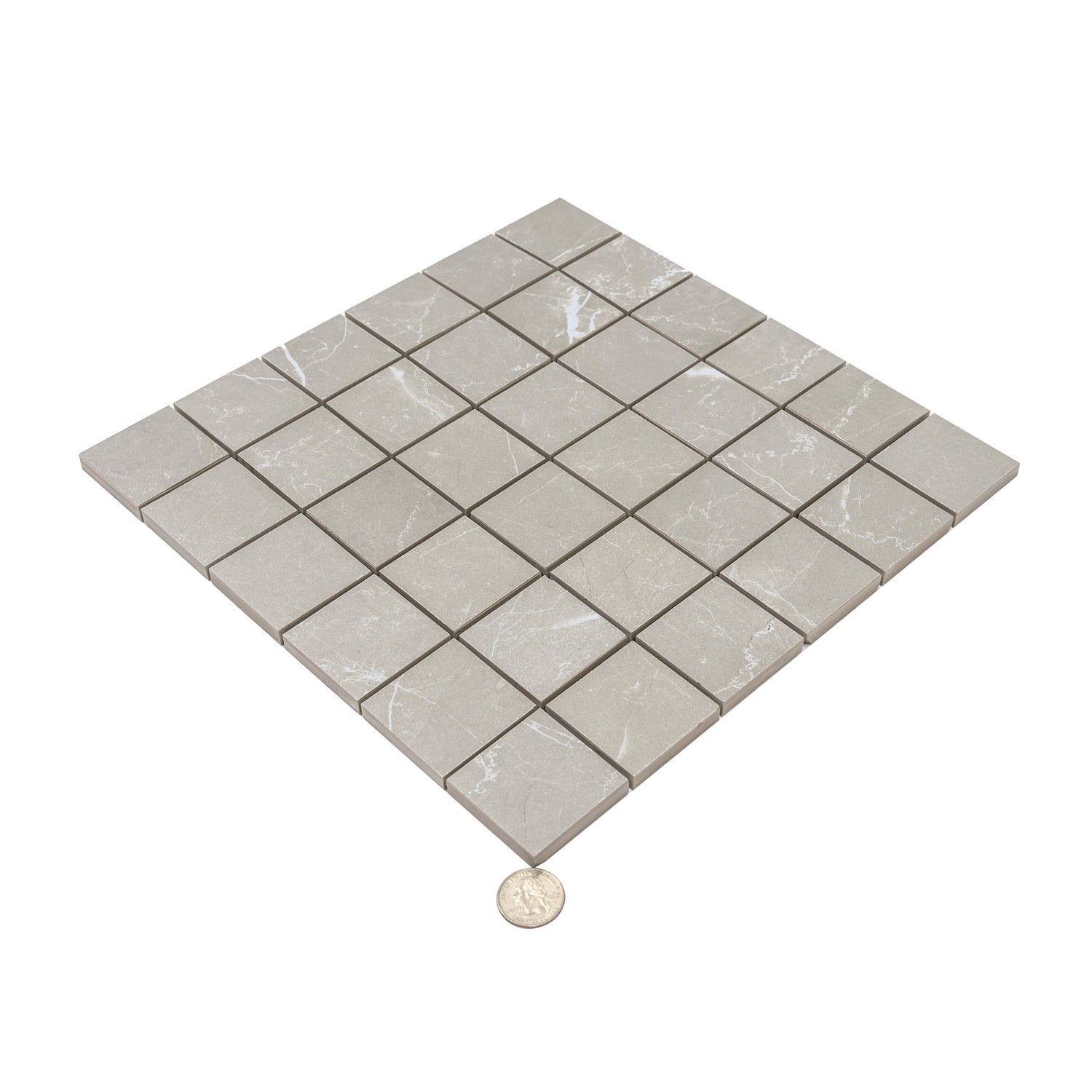 Sample - Ash Gray 12x12 Matte Gres Porcelain Square Mosaic Tile (5.82 sq ft/case, 6-Pack)