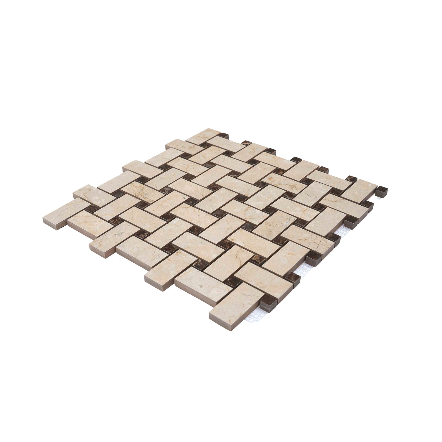 Sample - Beige, Brown 12x12 Matte Gres Porcelain Basketweave Mosaic Tile (5.82 sq ft/case, 6-Pack)